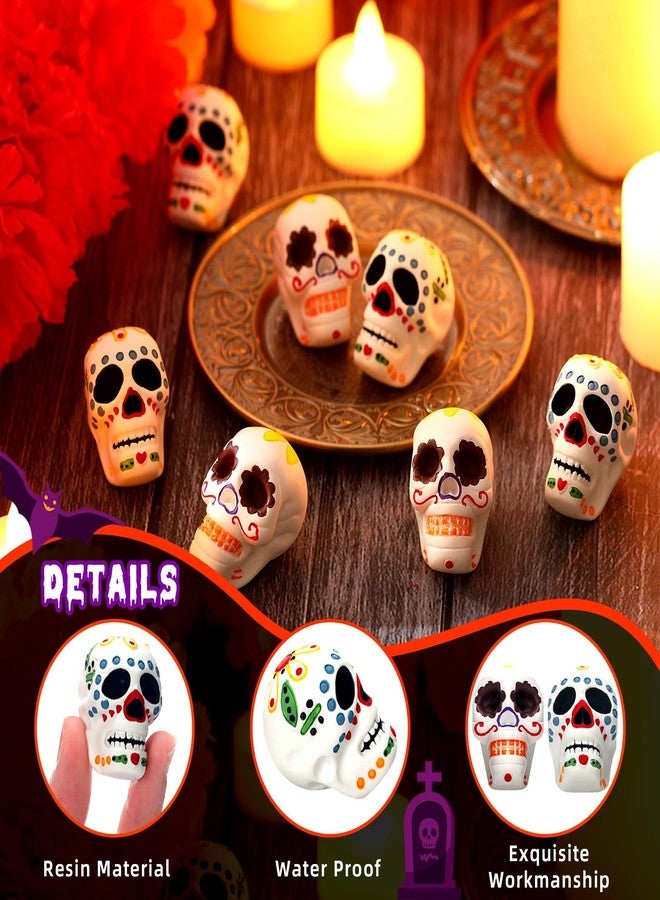 RoundFunny 12 Pcs Miniature Day of The Dead Skulls Ofrenda Decorations Dia De Los Muertos Ofrendas Altar De Muertos Miniature Mexican Fiesta for Day of The Dead Halloween Altar Ofrenda Decor - Image 2